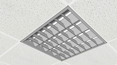 an overhead view of a ceiling in a room with white walls and tile flooring