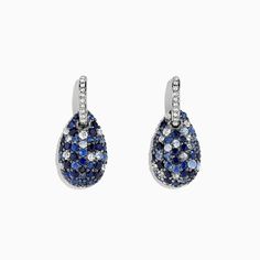 Effy 925 Sterling Silver Sapphire Splash & Diamond Earrings, 2.59 TCW Vintage Sapphire Earrings, Sapphire And Diamond Earrings, Vintage Sapphire, Effy Jewelry, Couture Jewelry, Sapphire Earrings, Lovely Jewellery, Gems Jewelry, Sapphire Diamond