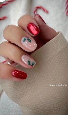 Christmas Themed Gel Nails, Chirmast Nails, Gel Nail Art Christmas, Christmassy Nails Simple, Grandma Nails Designs, Christmas Nails Builder Gel, Nails Gel X Designs, Christmas Skittle Nails, Cute Nail Designs Christmas