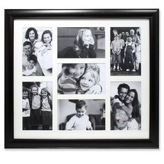 a black and white collage of family photos with multiple pictures in the middle, including children's faces