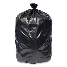 a black trash bag on a white background