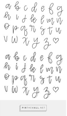 the handwritten alphabet is shown in black ink