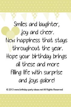 a birthday card with a teddy bear holding a heart shaped balloon and the words, smiles and laughter, joy and cheer new happiness that stays throughout the year