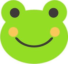 a green frog's face with two eyes and a smile on its face is shown