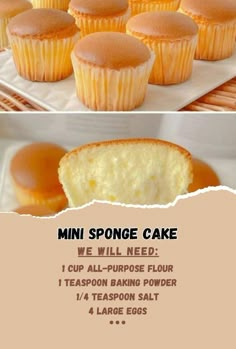 the recipe for mini sponge cakes is shown