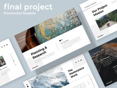 the final project presentation template is shown in four different sections, including an image of mountains and