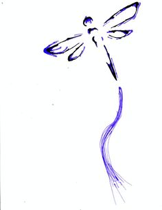 a drawing of a dragonfly flying in the sky