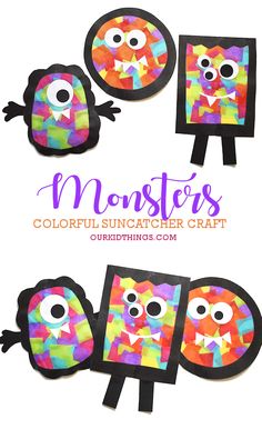 Monster Suncatcher Craft Quick Easy Crafts, Monster Craft, Monster Crafts, Suncatcher Craft, Halloween Classroom