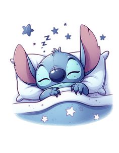 a cartoon character sleeping on top of a pillow with stars around him and his eyes closed