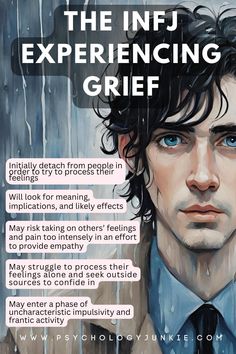 When INFJs experience grief, they will initially look inwards to try to process what happened privately. Unfortunately this means that they often blame themselves for things that might have been caused by an outer source. They will usually withdraw from people for a while, processing the emotions, trying to understand the implications of what happened and the meaning of it all. Read the entire post on our blog! #MBTI #INFJ #Personality Infj Personality Humor, Infj Meaning, Personally Types, Indian Cartoon, Infj Characters, Infj Relationships