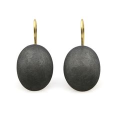 Gold & Silver Earrings - These oval drop earrings are oxidized silver, displaying a rich, dark exterior. 18k gold ear hooks. Formal Oval Jewelry With Oxidized Finish, Elegant Oval Earrings With Oxidized Finish, Luxury Oval Brass Earrings, Black Oval Vintage Earrings, Vintage Black Oval Earrings, Oval Earring, Oxidized Silver, Ear Hook, Precious Metals