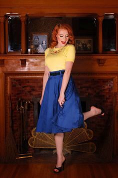 Final Sale - Doris Vintage Swing Skirt with Pockets in Blue | Pinup Co – pinupgirlclothing.com Vintage Style Clothing, Circle Skirts, Bold Dresses, Twirl Skirt, Mahjong Ways, Skirt With Pockets