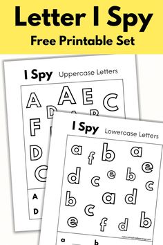 two printable letter i spy worksheets with the text, upper and lowercase letters