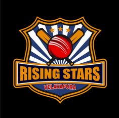 the rising stars logo with two bats and a ball on it's back side