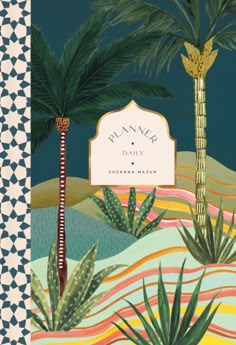 an illustration of two palm trees in front of a blue sky with geometric patterns and the words lunana daily on it