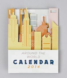 a card with the words around the world calendar on it