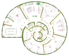 a circular house plan with lots of rooms