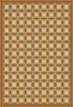 an orange and white pattern with circles in the middle, on a beige groundcloth