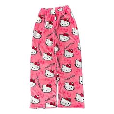 Hello Kitty Pants Hello Kitty Pajama Pants, Anime Woman, Flannel Pajama Pants, Hello Kitty Cartoon, Pink Hello Kitty, Casual Home, Flannel Pajamas, Loose Outfit, Trouser Style