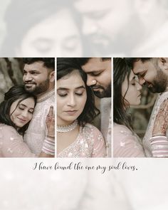 the couple is hugging each other in their wedding photo collage with text that reads, have come one my soul loves