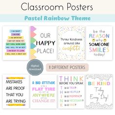 classroom posters with different sayings and phrases for each student's class or activity