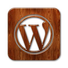 the wordpress logo on a wooden app icon