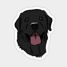 a black dog sticker with its tongue out and it's tongue hanging out