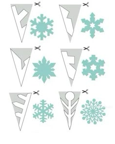 paper snowflakes are cut out and placed on top of each other