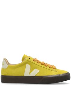 yellow suede front lace-up fastening logo-debossed tongue logo print to the side contrasting branded heel counter round toe flat rubber sole This item is made from at least 50% recycled or upcycled materials. For recycled synthetic clothing products, we highly recommend using a microfibre-catching washing bag to ensure that no microplastics that can pollute water are released in the process. Learn more about what makes a product Conscious on our Conscious Criteria page Veja Shoes, Colorful Sneakers, Top Sneakers Women, Upcycled Materials, Iconic Bags, Ballet Pumps, Boot Pumps, Fabulous Shoes, Suede Sneakers