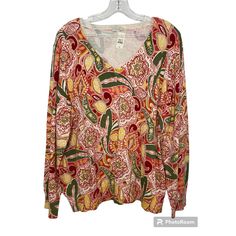 Talbots Outlet Floral Paisley Sweater Size 2x New With Tags. Excellent Condition. 100% Cotton Long Sleeve Pit To Pit: 25”. Length 26” Offers Welcomed. Bundle And Save! Tags: Spring, Floral, Granny, Summer, Fall Paisley Sweater, Talbots Sweater, Cotton Top, Spring Floral, Cotton Tops, Summer Fall, Sweater Outfits, Sweater Sizes, Outlet