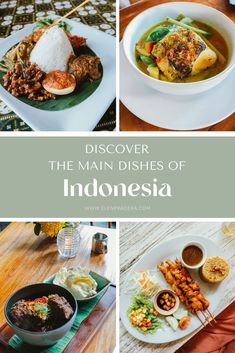 the main dishes of indonesia are shown in this collage