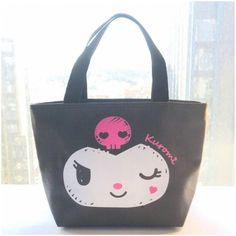 Kuromi Bag Lunch Or Makeup Insulated Black & Pink Insulated Pvc Leather Zipper Closure 12x20x32cm Cute Black Satchel Bag, Kawaii Black Shoulder Bag, Black Kawaii Shoulder Bag For Daily Use, Black Kawaii Rectangular Shoulder Bag, Cute Black Bag With Removable Pouch, Kawaii Black Shoulder Bag For Everyday, Cute Black Large Capacity Shoulder Bag, Cute Large Capacity Black Shoulder Bag, Cute Black Shoulder Bag With Removable Pouch