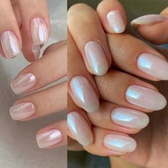 Pearl White Nails, White Nails Glitter, Irridescent Nails, Pigment Nail Art, Nail Equipment, Aurora Nails, Chrome Nail Powder, Shell Mirror, Mirror Nails