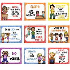 children's speech cards with different phrases