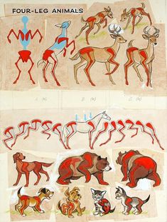 four - leg animals are depicted in this drawing