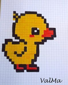 an image of a yellow duck pixel art