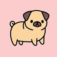 a cartoon pug dog on a pink background