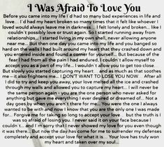 an old photo with the words i was afraid to love you