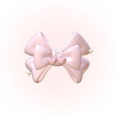 a pink bow with gold stars on the side and a heart in the middle, against a pale background