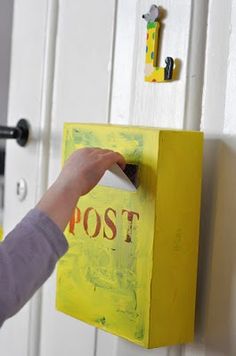 Cereal box mailbox - one on my door, one on kids door. Write letters back and forth.  Kids love mail! Boredom Busters For Kids, Love Mail, Ra Ideas, Boredom Busters, Dramatic Play, Craft Activities For Kids, Craft Activities, Projects For Kids, Mailbox