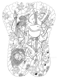 an image of a cartoon character with flowers and plants in the background, as well as a