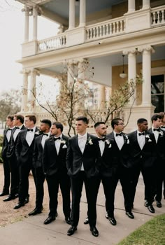 Groomsmen in flying v wearing black tux at Hotel Ella wedding Groomsmen Pictures, Groomsmen Photography, Wedding Group Photos, Groomsmen Poses, Wedding Groomsmen Attire, Grooms Men, Suit For Wedding