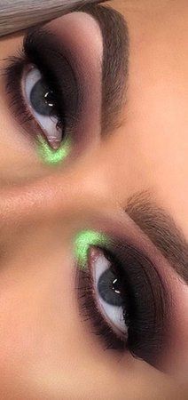 Now $0Shop and get ideas of how to wear null Black Eye wNeon Green Makeup or find similar products for less. Black And Neon Green Eye Makeup, Neon Green Smokey Eye, Dark Green Aesthetic Makeup, Neon Green Halloween Makeup, Black And Neon Makeup, Neon Smokey Eye, Oogy Boogy Makeup, Green Eye Makeup Halloween, Black Green Eyeshadow