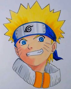 a drawing of naruto with blue eyes and yellow hair is shown in this image