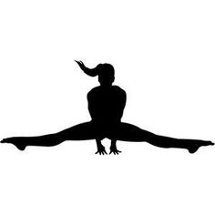 the silhouette of a woman is shown in black and white, with her legs spread out