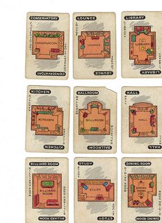 six cards with different types of furniture on them