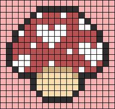 an image of a mushroom made out of pixellated squares on pink and black background