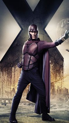 the x - men movie poster is shown in full costume and holding his fist up