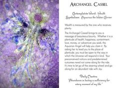 an image of the back side of a card with words and pictures in purple, green, blue and white