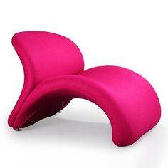 a pink chair that is shaped like an elephant's tail, on a white background